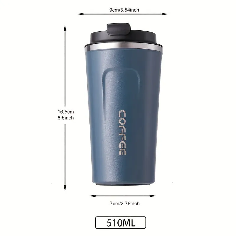 1pc Double Walled Stainless Steel Vacuum Travel Cup -510 Ml/17.2 Oz - Insulated And Reusable Thompson Cup For Coffee, Tea, And Soda Water - Keeps Your Drink Hot Or Cold All Day Long