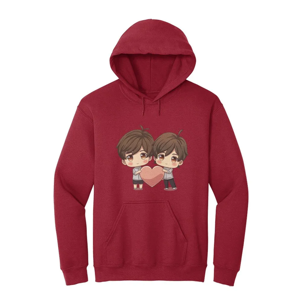 A perfect gift for him and him - Cute Boy loves Cute Boy Hearts Unisex Hooded Sweatshirt