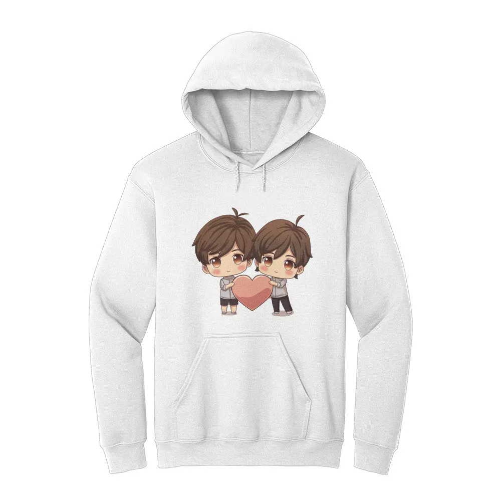 A perfect gift for him and him - Cute Boy loves Cute Boy Hearts Unisex Hooded Sweatshirt