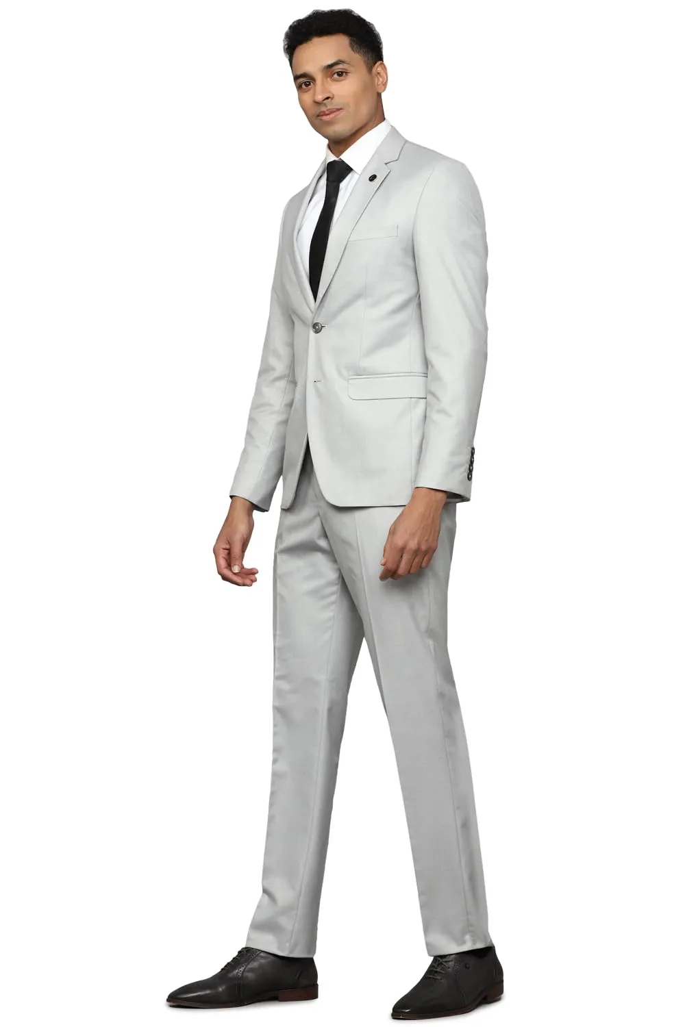 Allen Solly Men's Polyester Blend Two Piece Suit (ASSURSLFW12682_Grey