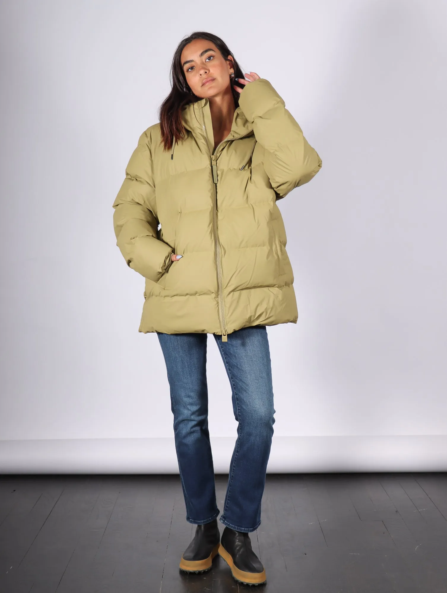 Alta Puffer Jacket in Khaki by RAINS