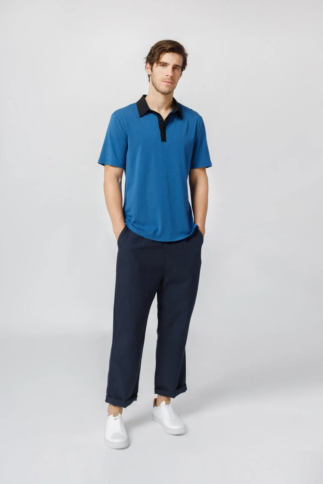 Bamboo Contrast Collar Polo Shirt