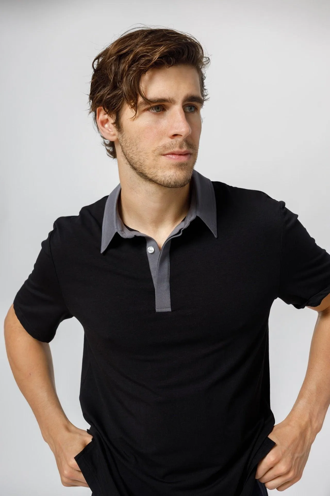 Bamboo Contrast Collar Polo Shirt