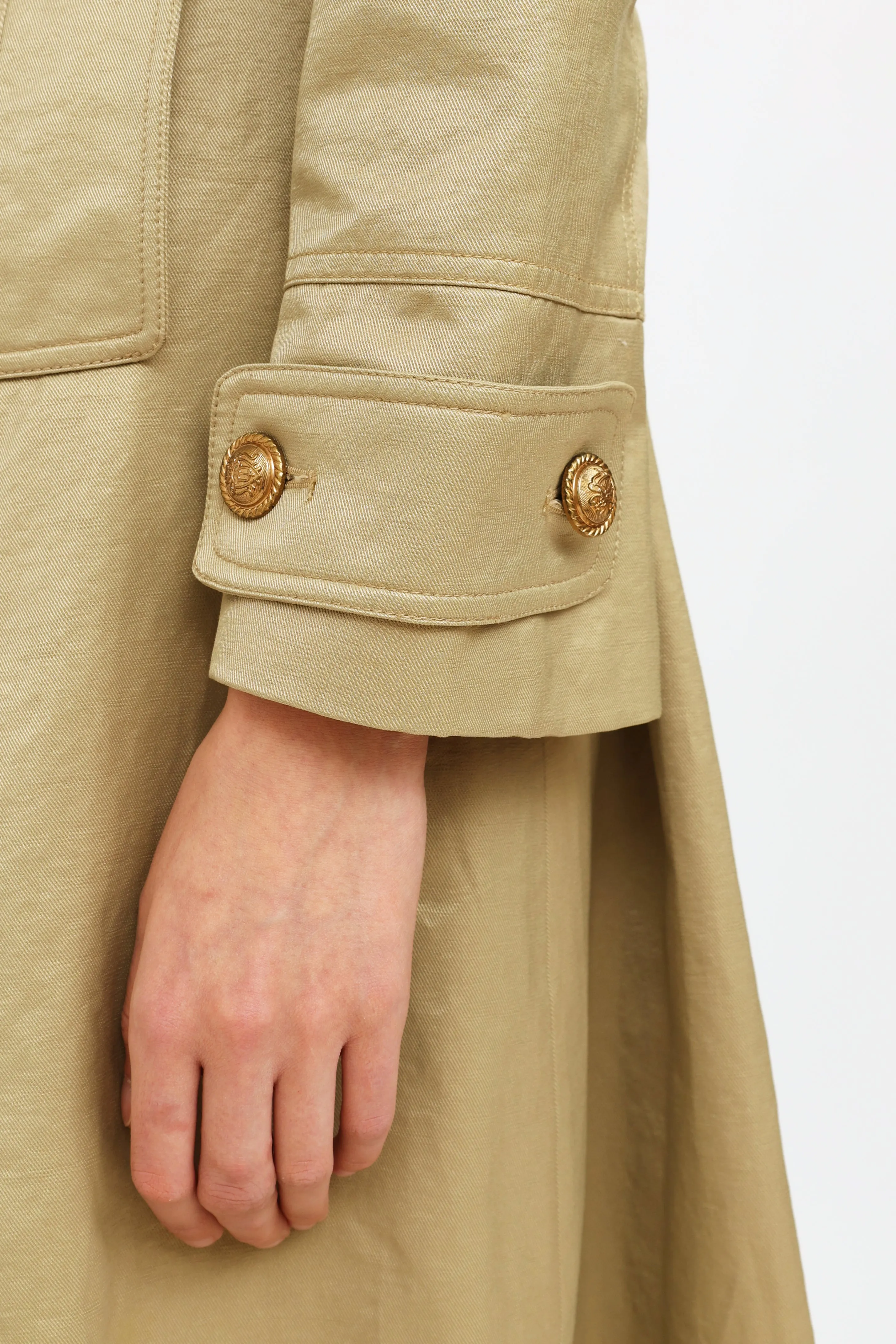 Beige Double Breasted Trench Coat