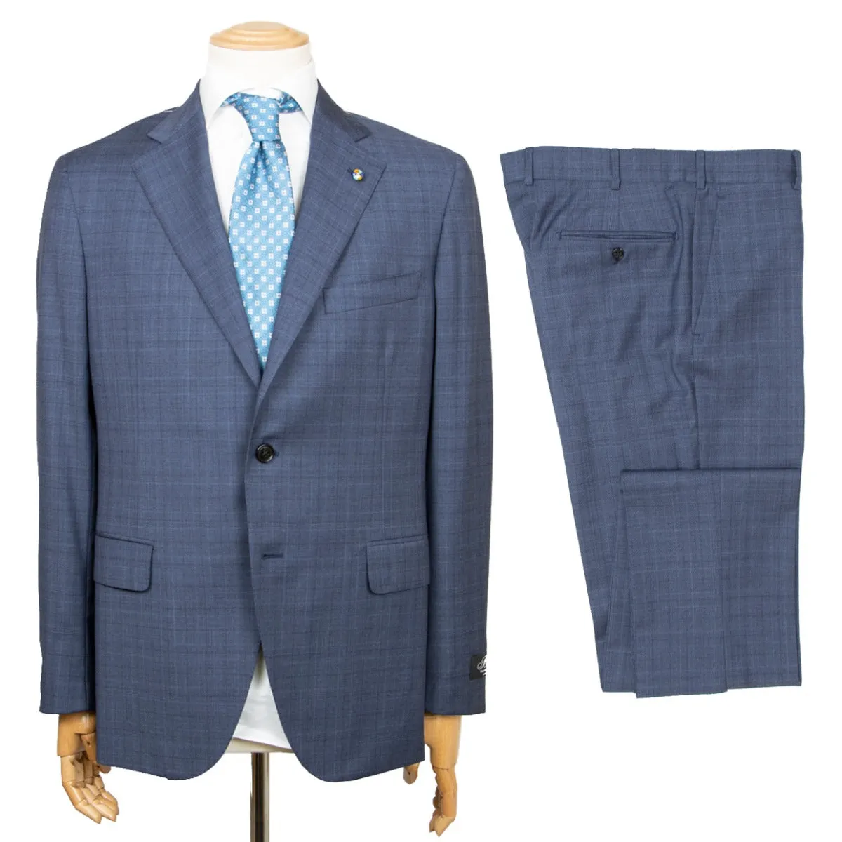 Blue Check “Natural Soft” Pure Wool Suit