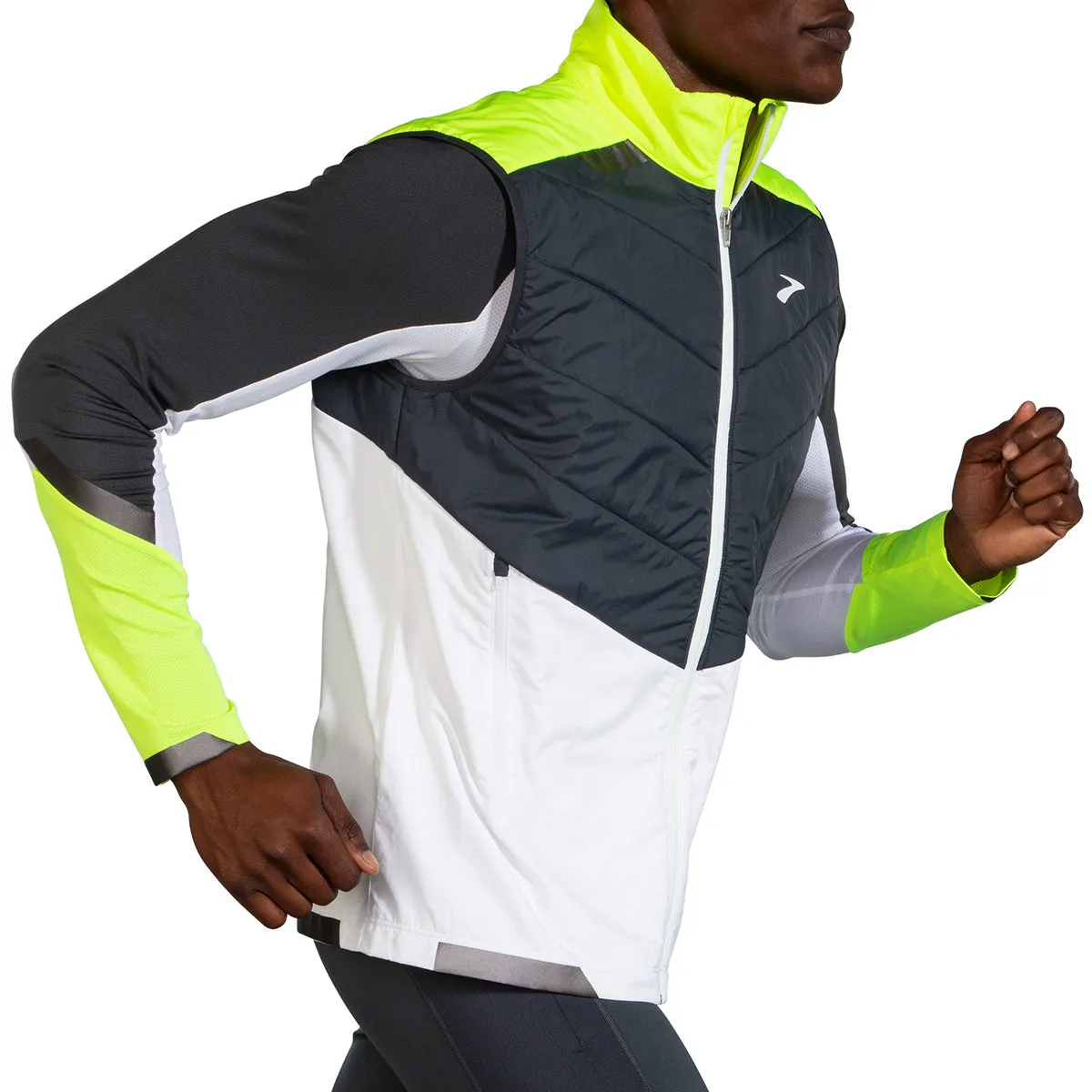 Brooks Run Visible Insulated Vest Mens | White/asphalt/nightlife