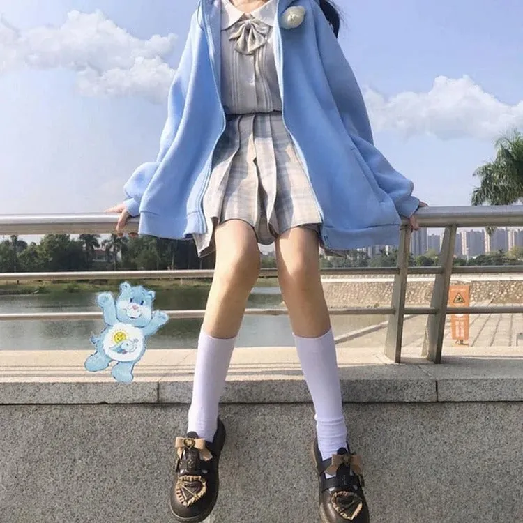 Bunny Bliss: Kawaii Bunny Ears Hoodie Jacket - Embrace Adorable Comfort and Style! 🐰💙