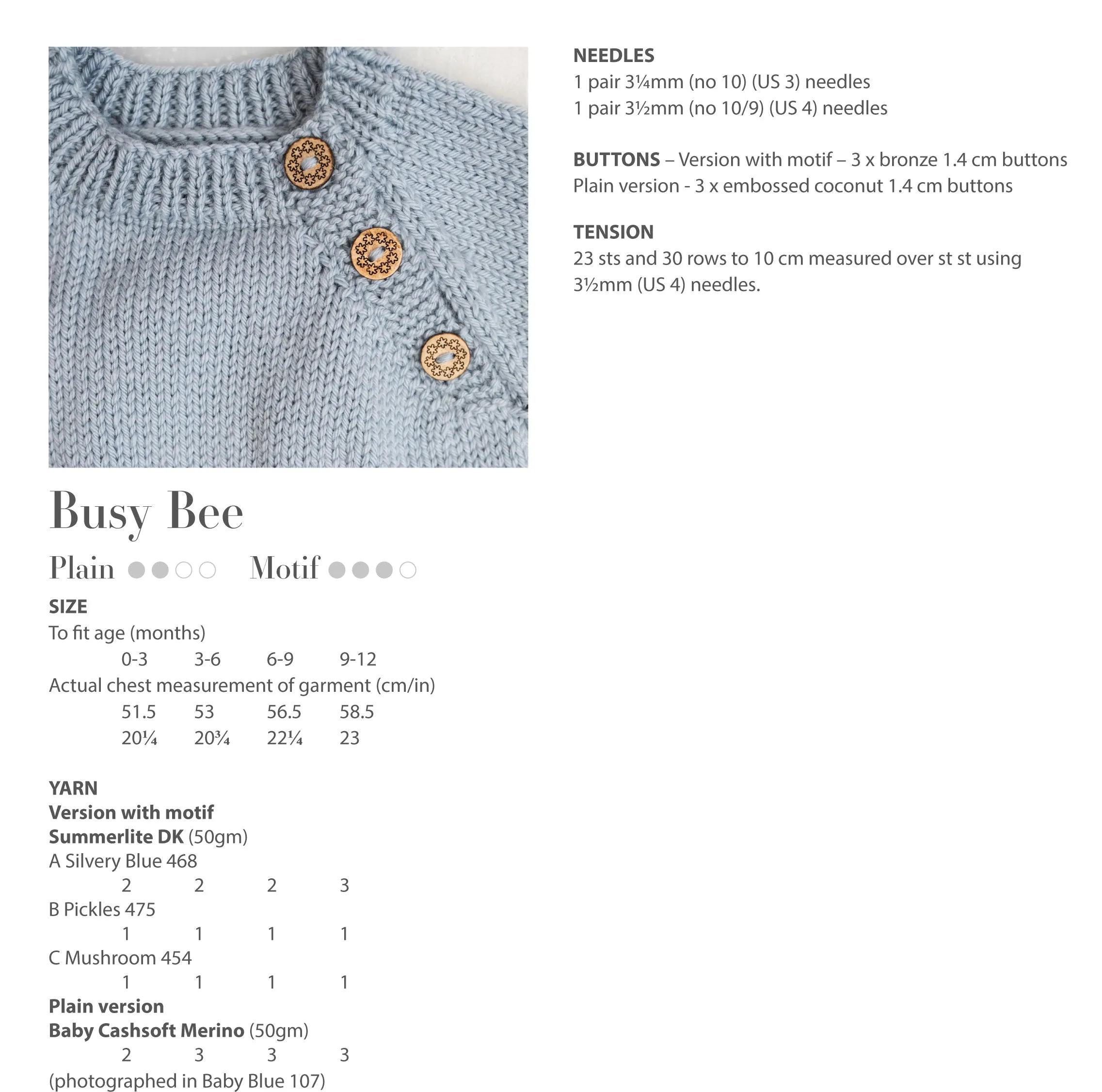 Busy Bee Plain Sweater in Rowan Baby Cashsoft Merino - Digital Version