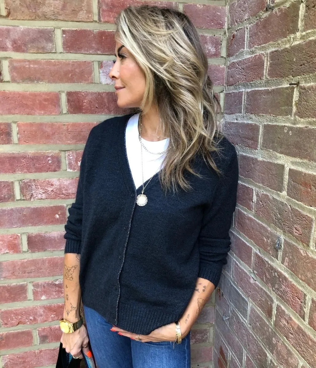 Charcoal Metallic Edge Cardigan