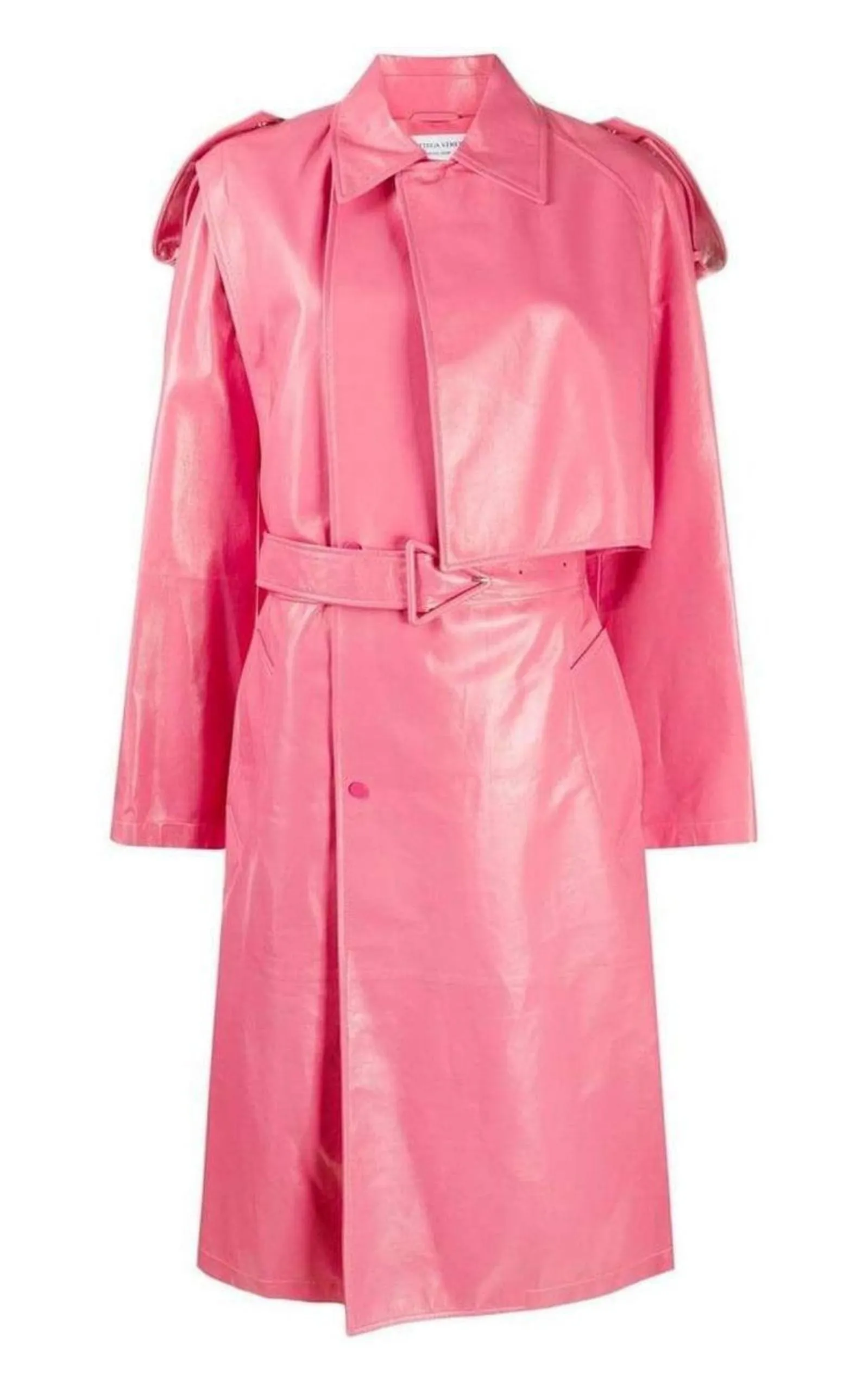 Convertible Crinkled Glossed-leather Trench Coat