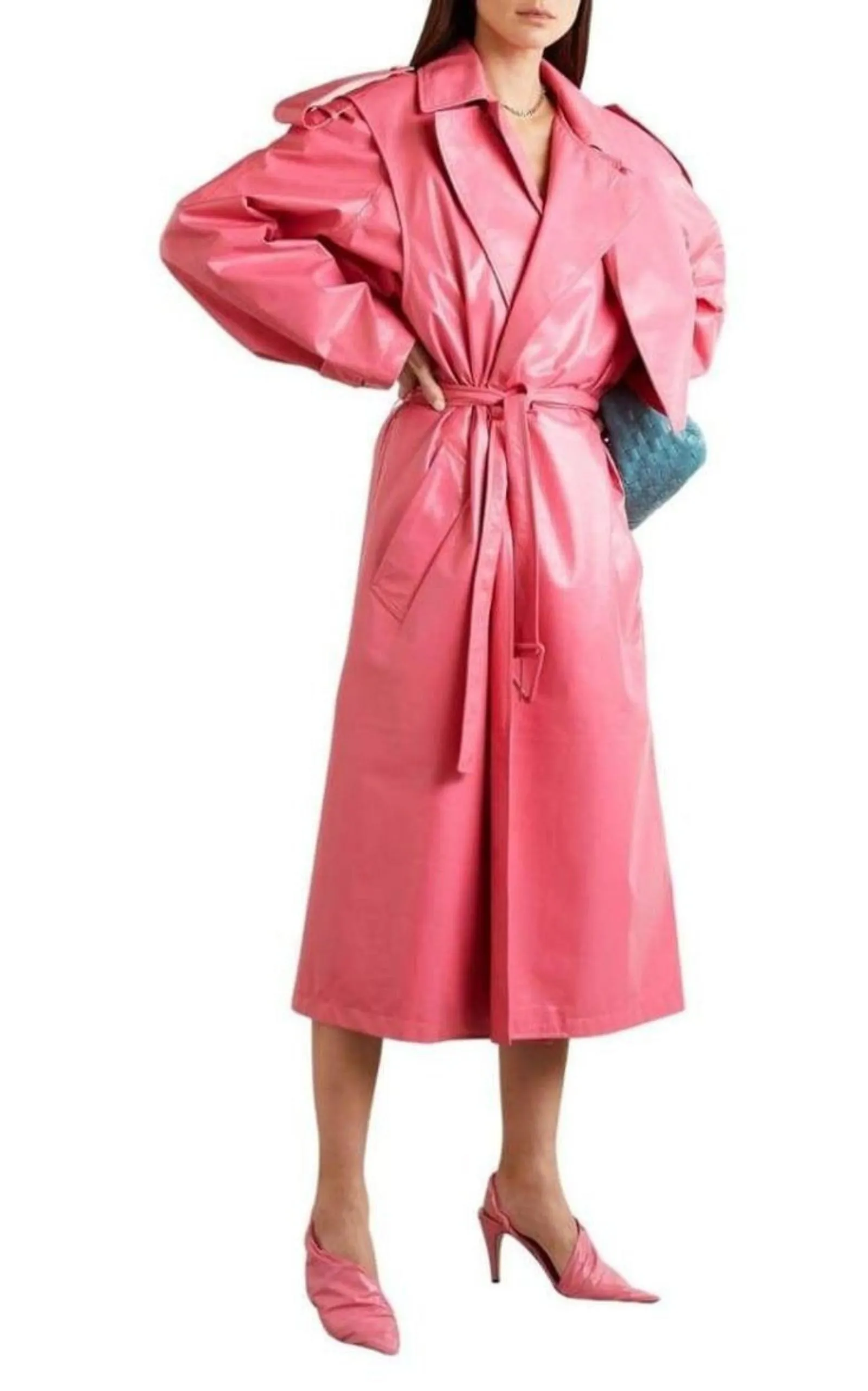 Convertible Crinkled Glossed-leather Trench Coat