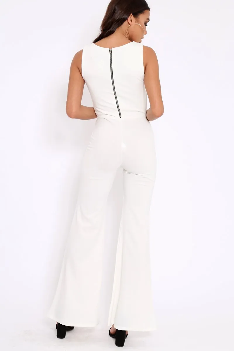 Cream Cut Out Middle Jumpsuit - Dixi