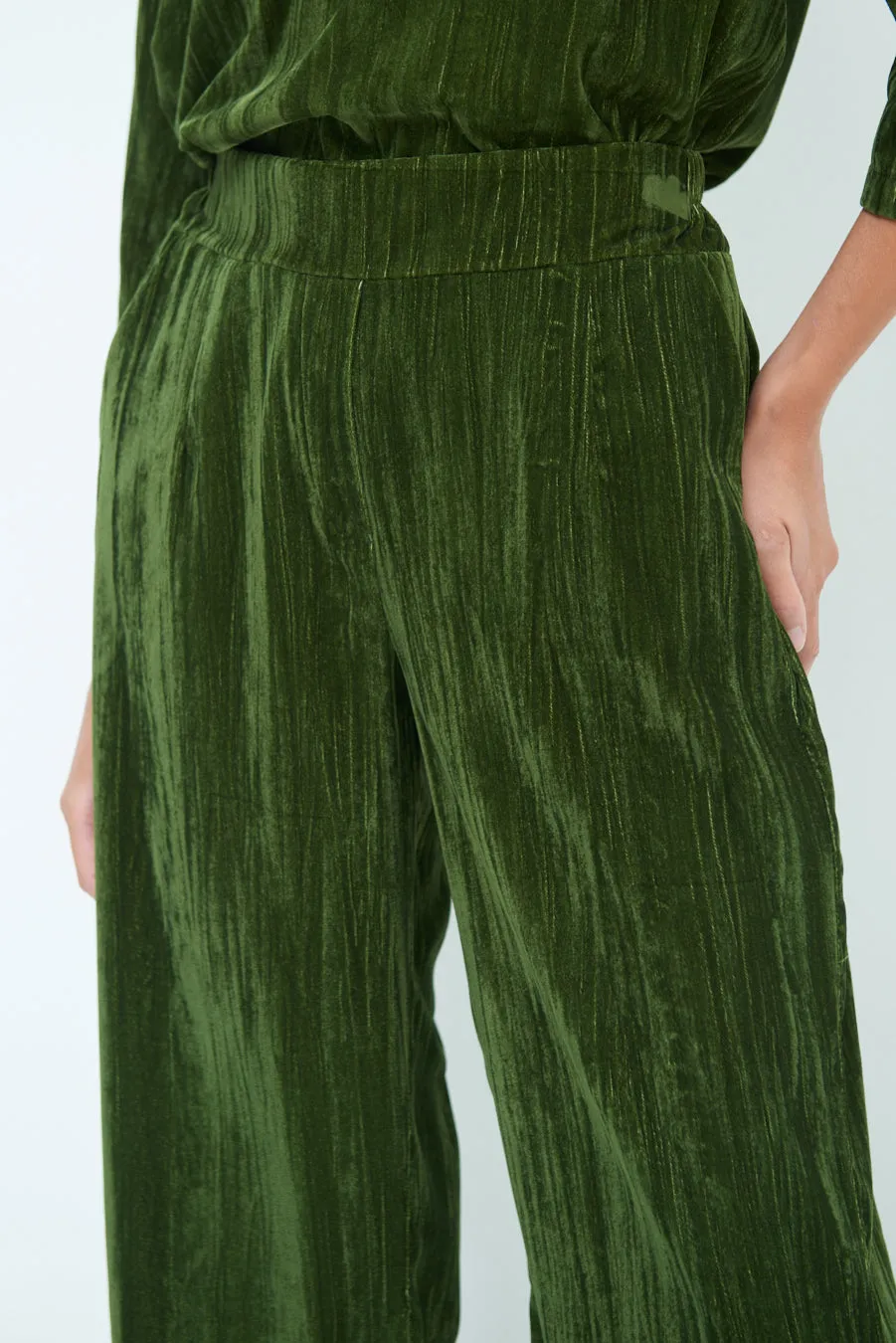 Crushed velvet wide-leg pants wholesale