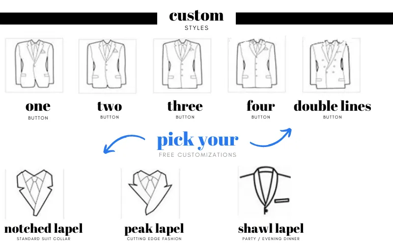 Custom Made Tailored Suits For Men With Tie & Pocket Square