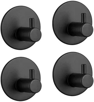 Durable Stainless Steel Wall Hooks, 4 Pack, Self-Adhesive