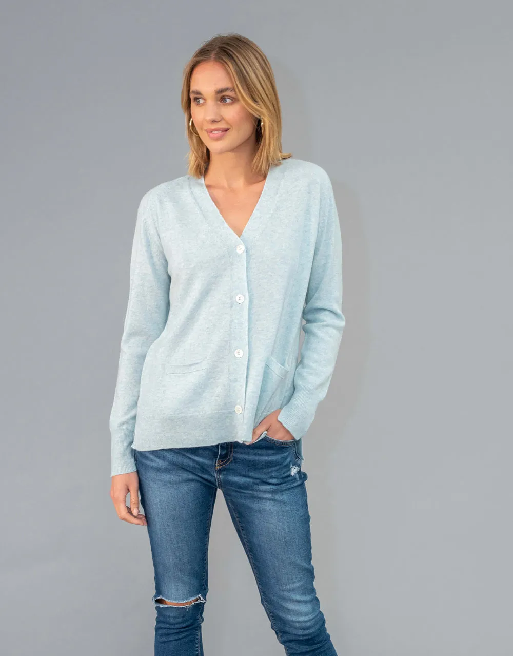 Every Day V Neck Cardigan in Ice Jelly