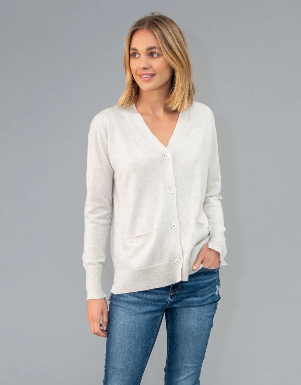 Every Day V Neck Cardigan in Ice