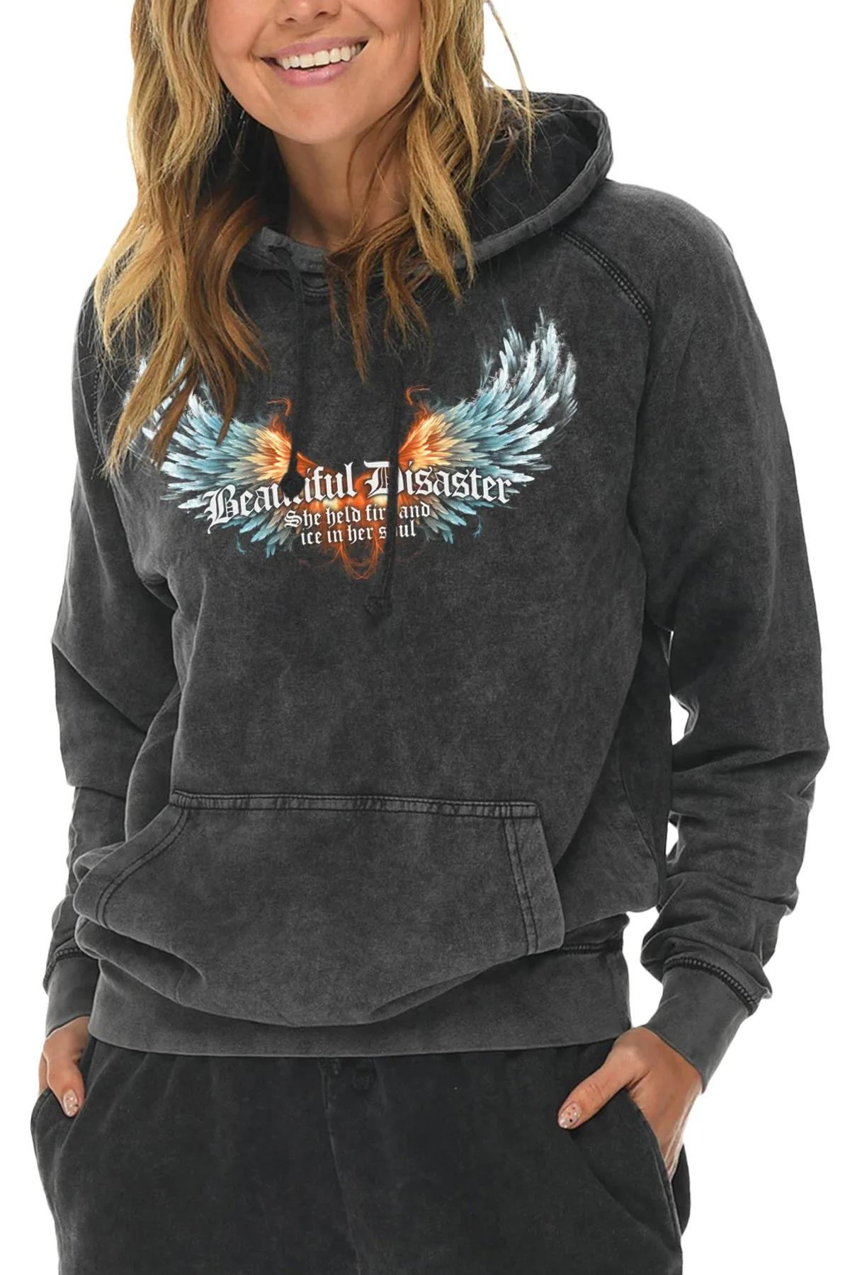 Fire & Ice Angel Mineral Wash Pullover Hoodie