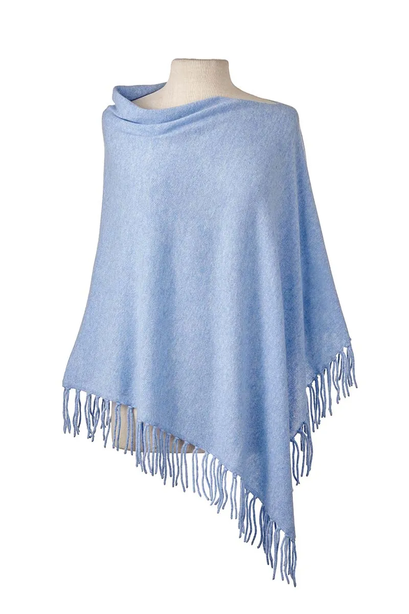 Fringed Poncho - Sky