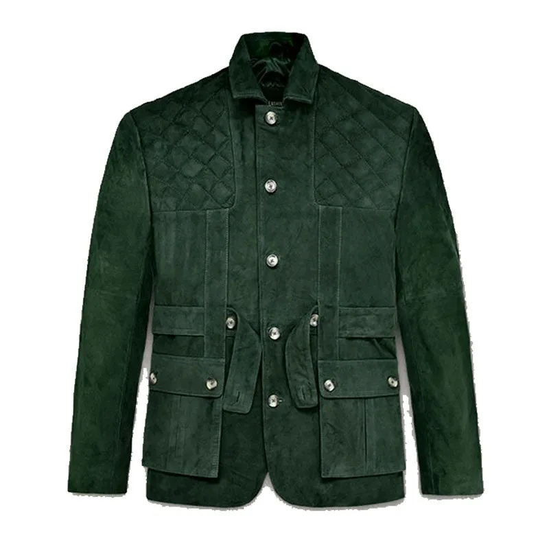 Genuine Best Style Fashion Safari Forest Suede Leather Blazer Jacket