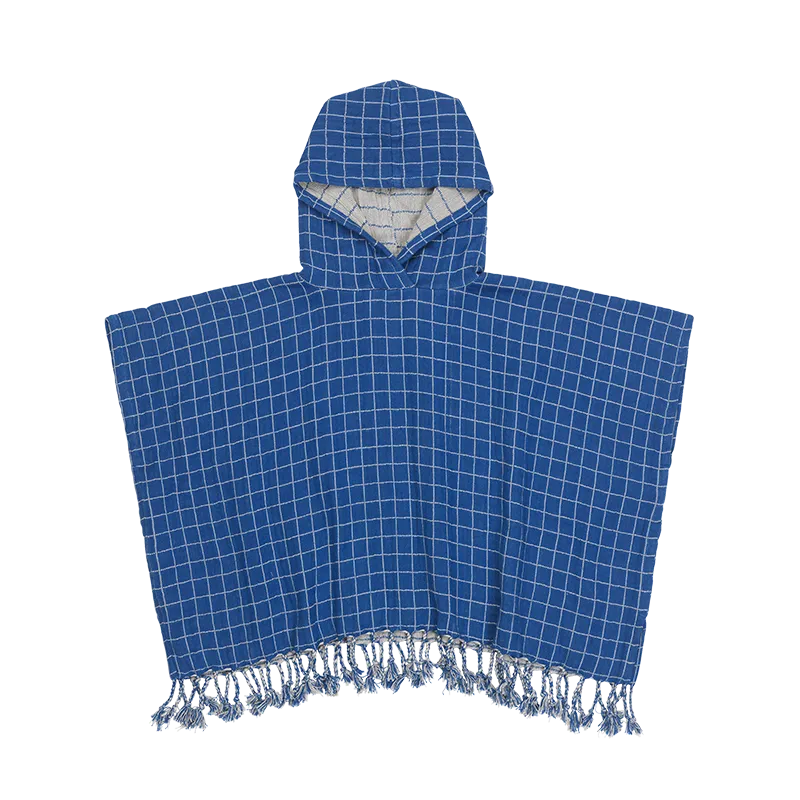 Grid Poncho | Bright Blue