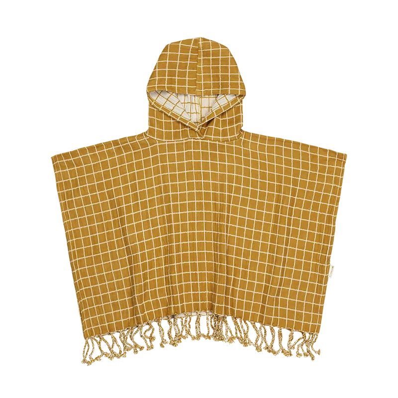 Grid Poncho | Ochre