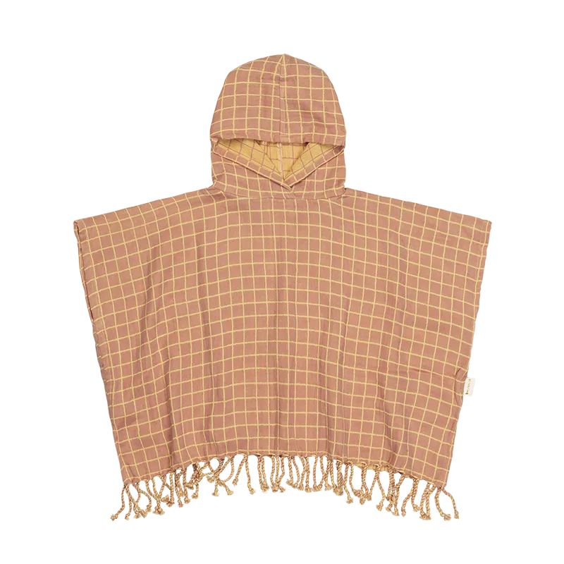 Grid Poncho | Old Rose