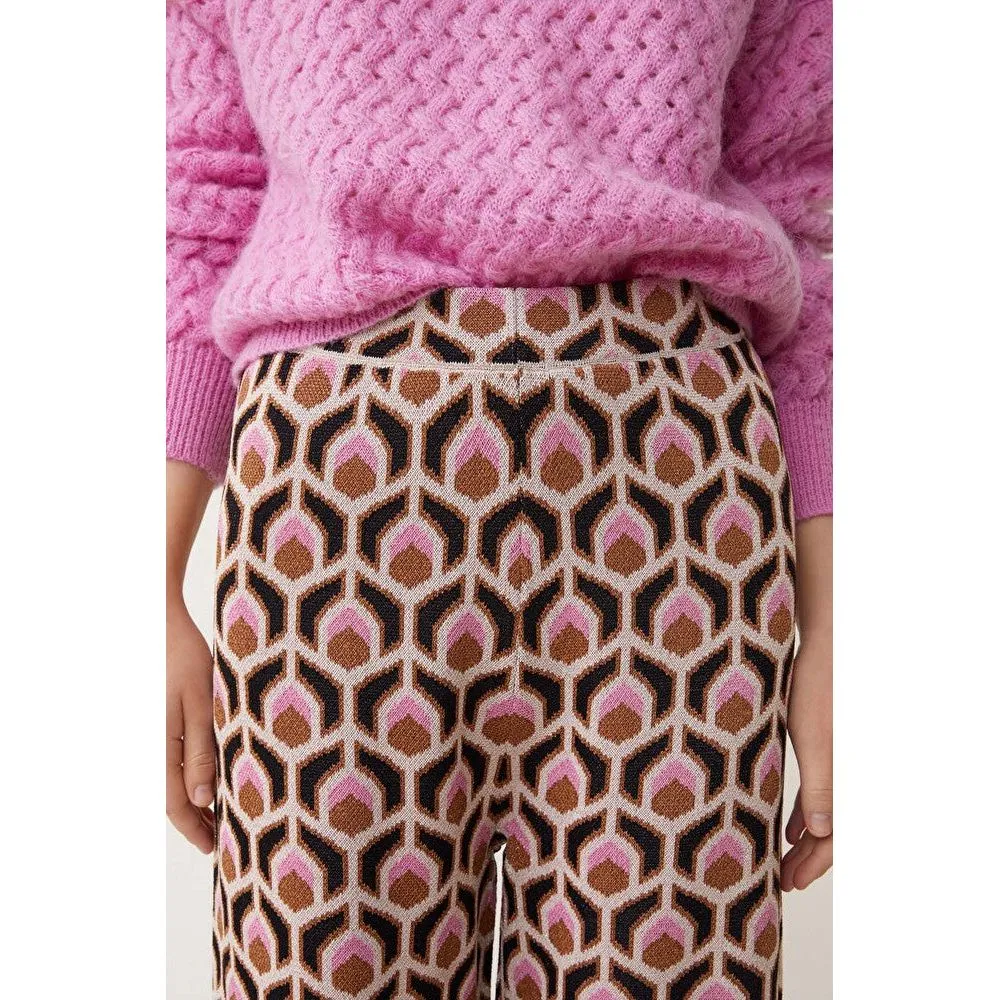 JASPER Jacquard Knit Trousers Rose Pink