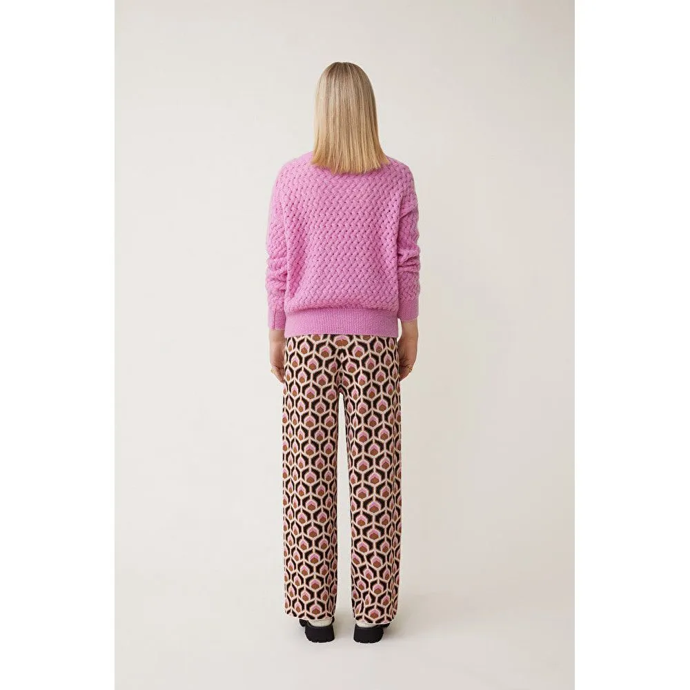 JASPER Jacquard Knit Trousers Rose Pink