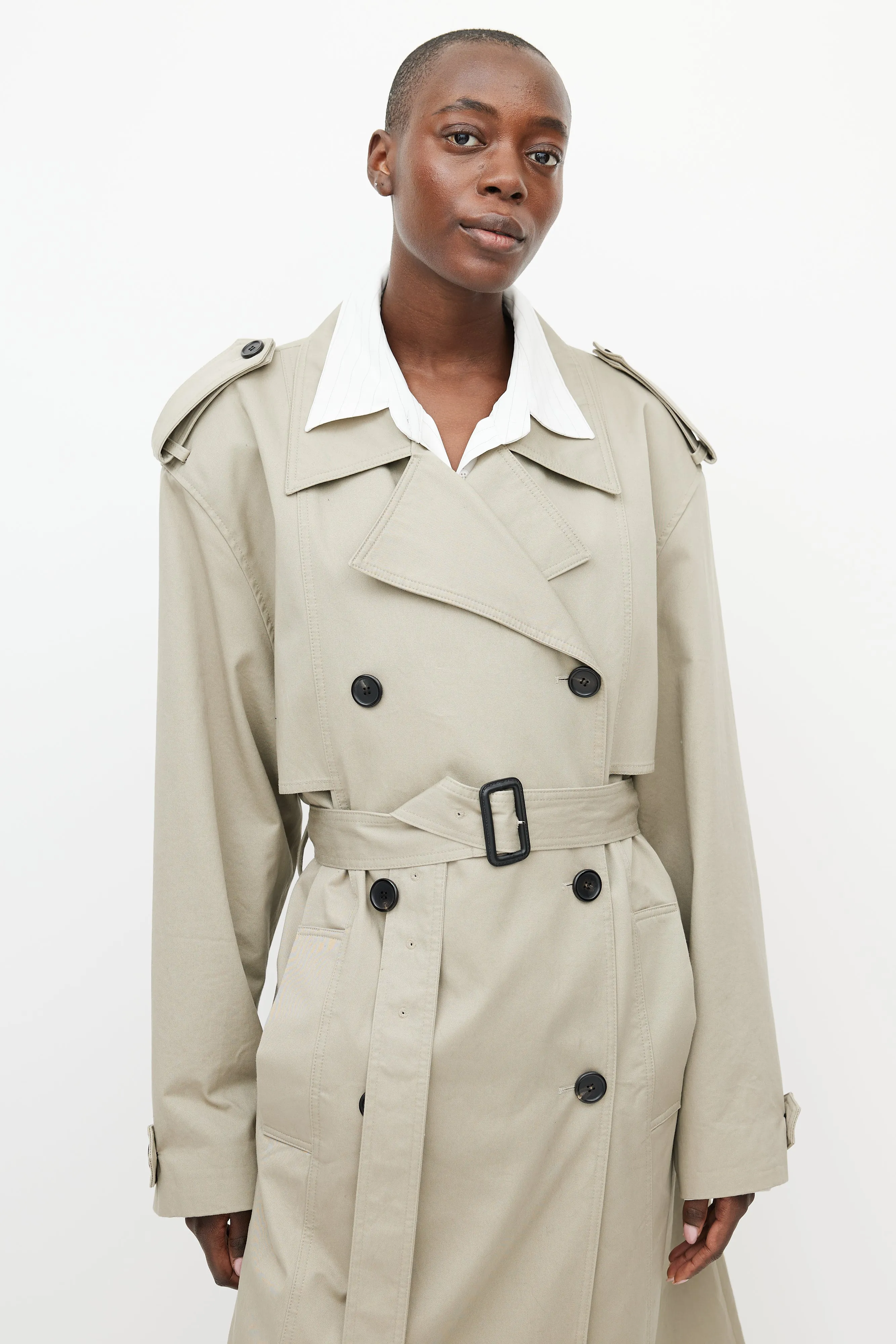 Khaki Eugene Oversized Belted Trench Coat