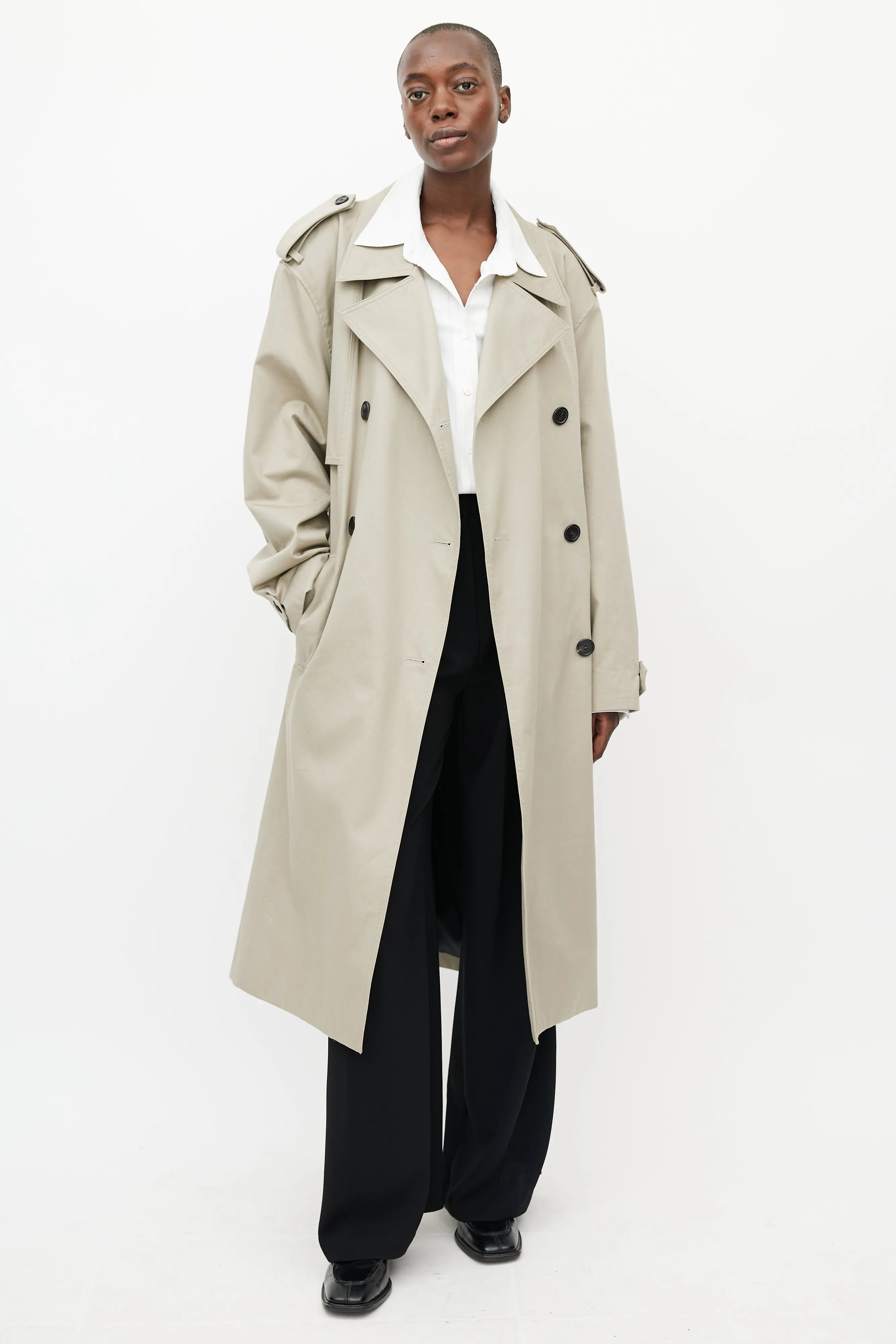 Khaki Eugene Oversized Belted Trench Coat