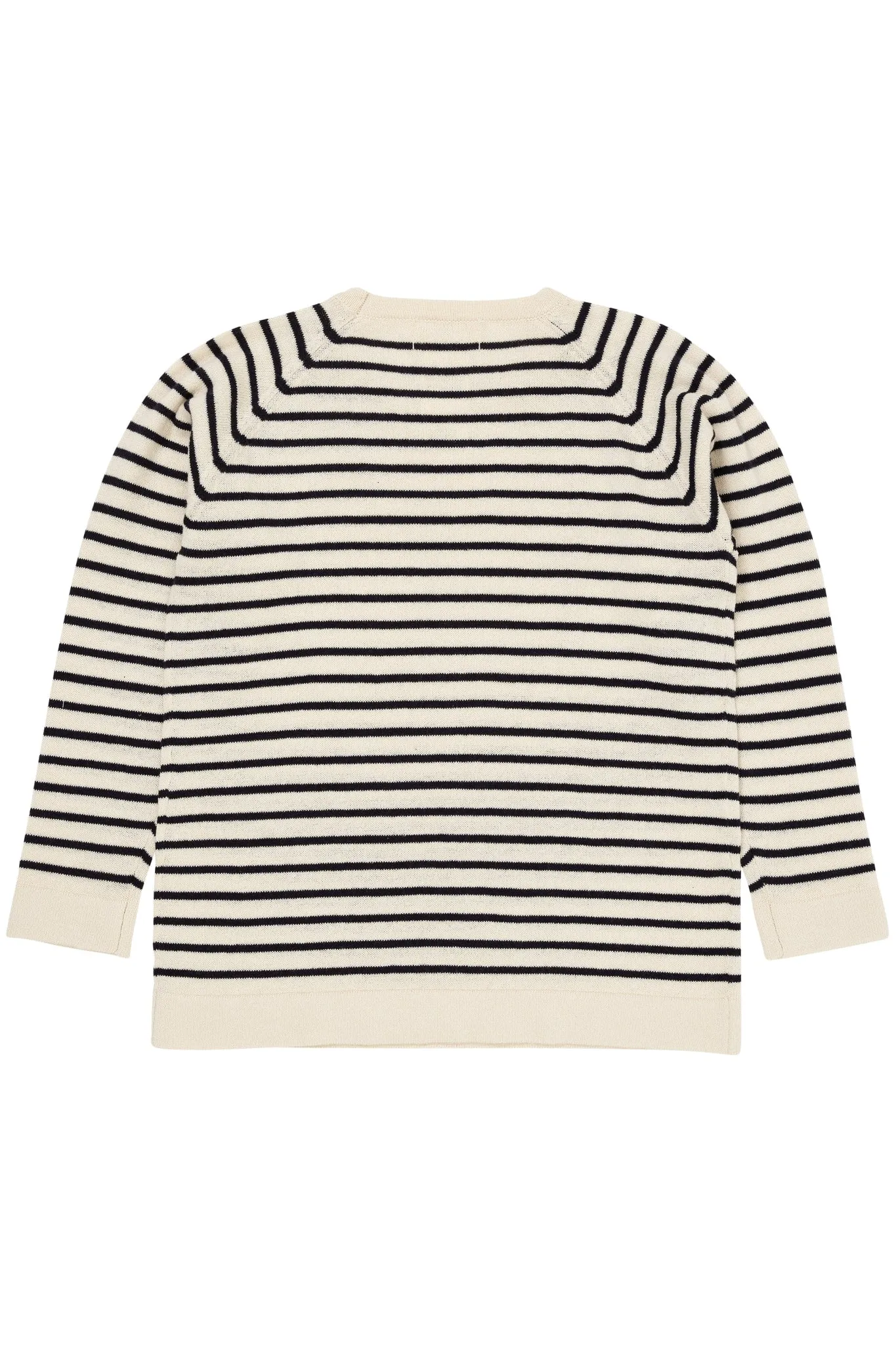 LT. KNITTED T-SHIRT LS - CREAM/NAVY COMB.