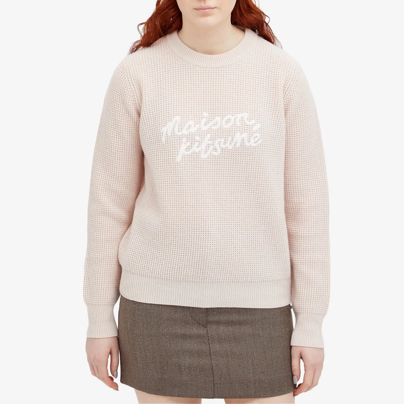 Maison Kitsune Handwritten Comfort Jumper, Pale Pink