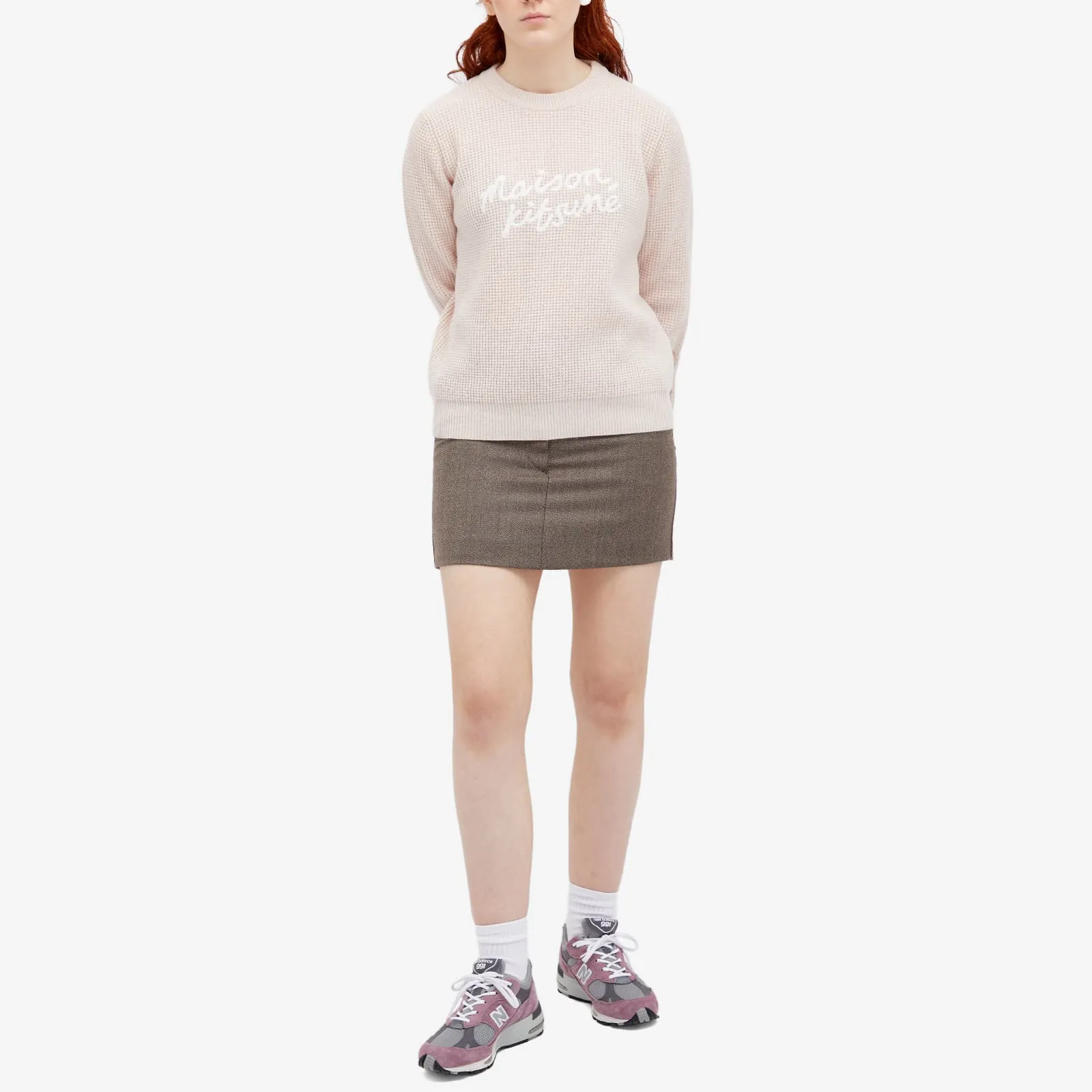 Maison Kitsune Handwritten Comfort Jumper, Pale Pink