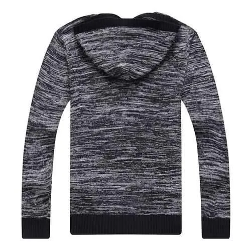 Men's Casual Knitted Hooded Cardigans Fashion Solid Color Comfortable Sweaters