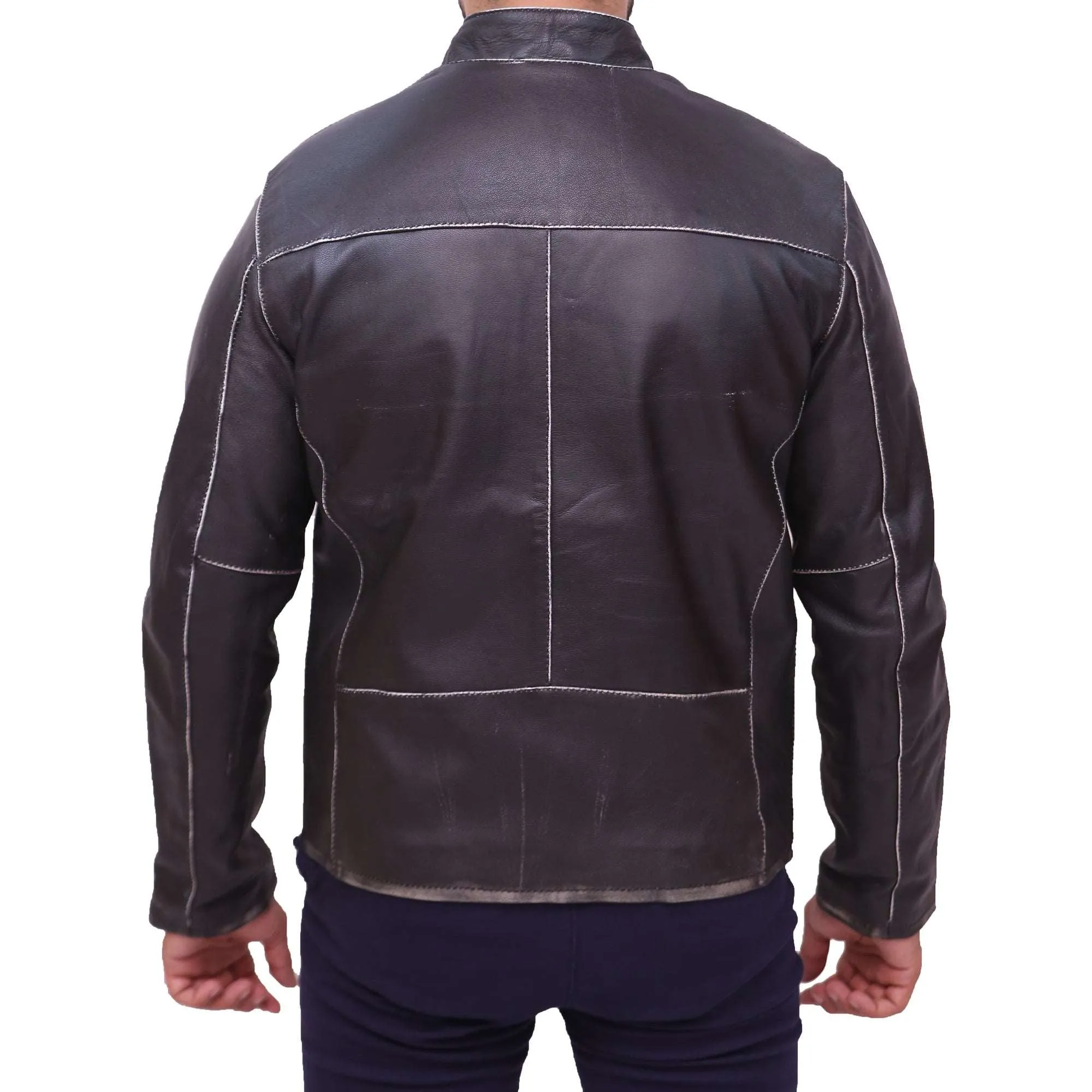 Men's Fashion Stylish Slim Fit Genuine Lambskin Leather Biker Jacket