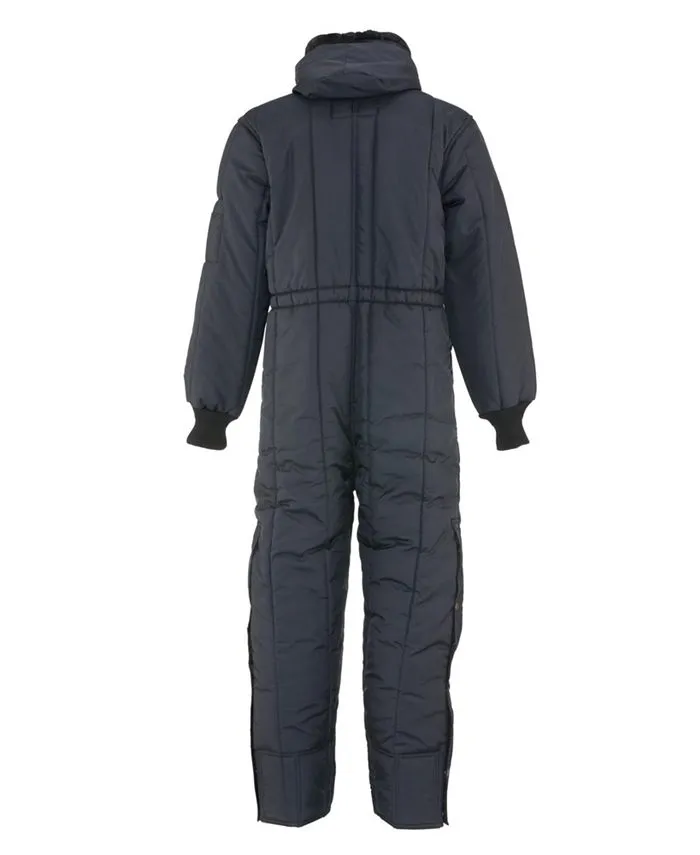 Men's Insulated Iron Tuff Jumpsuit with Hood - Cold Protection 50F Refrigi  Wear, blue