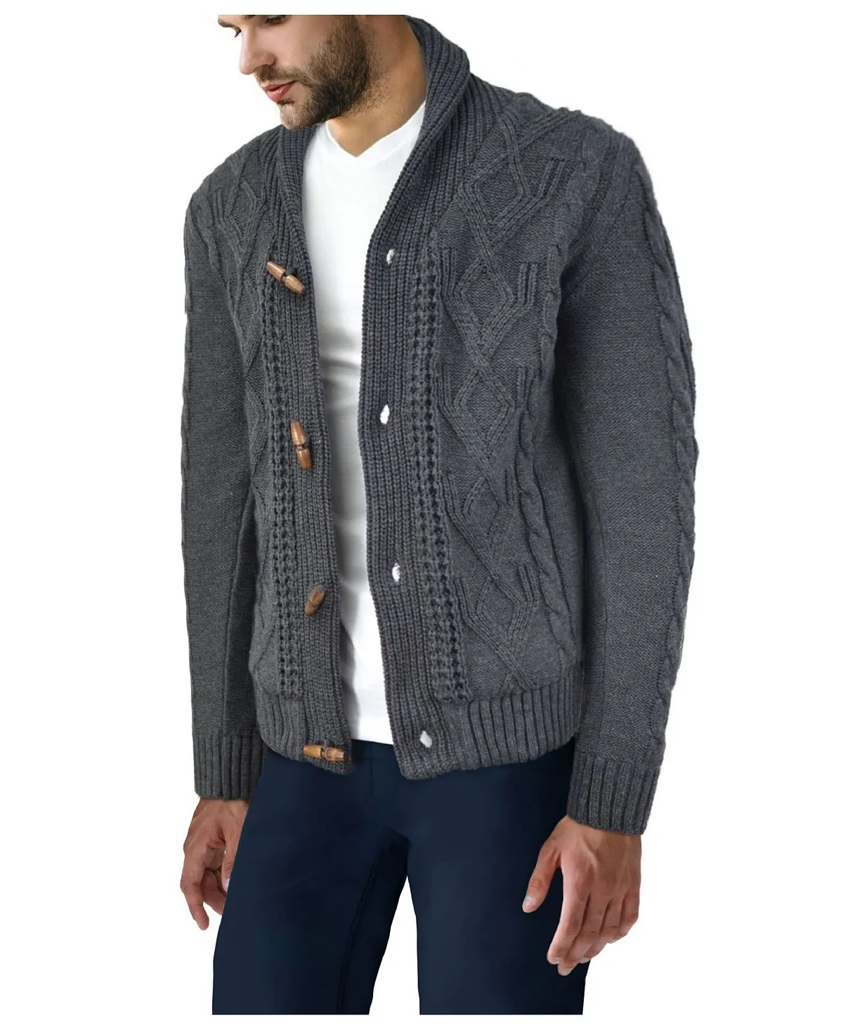 Men's knitted cardigan with shawl collar X-Ray, multi