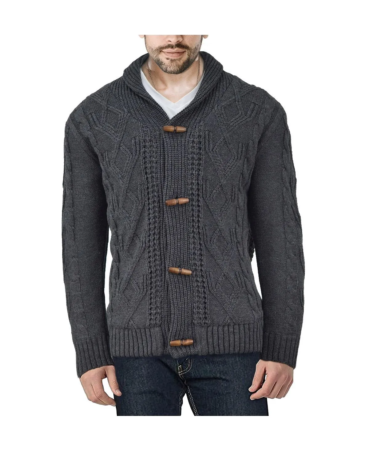 Men's knitted cardigan with shawl collar X-Ray, multi