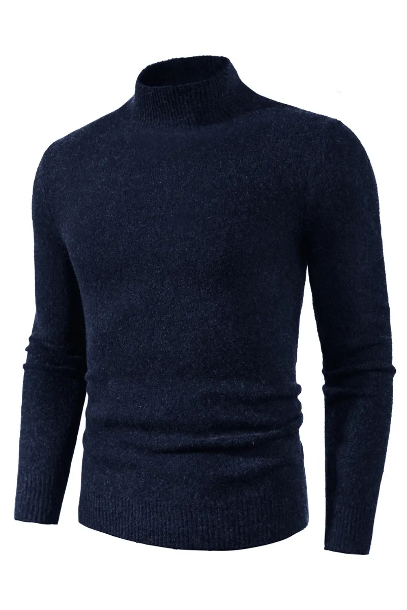 Men's Mock Turtleneck Sweater Long Sleeve Under Wool Blend Pullover Casual Sweaters