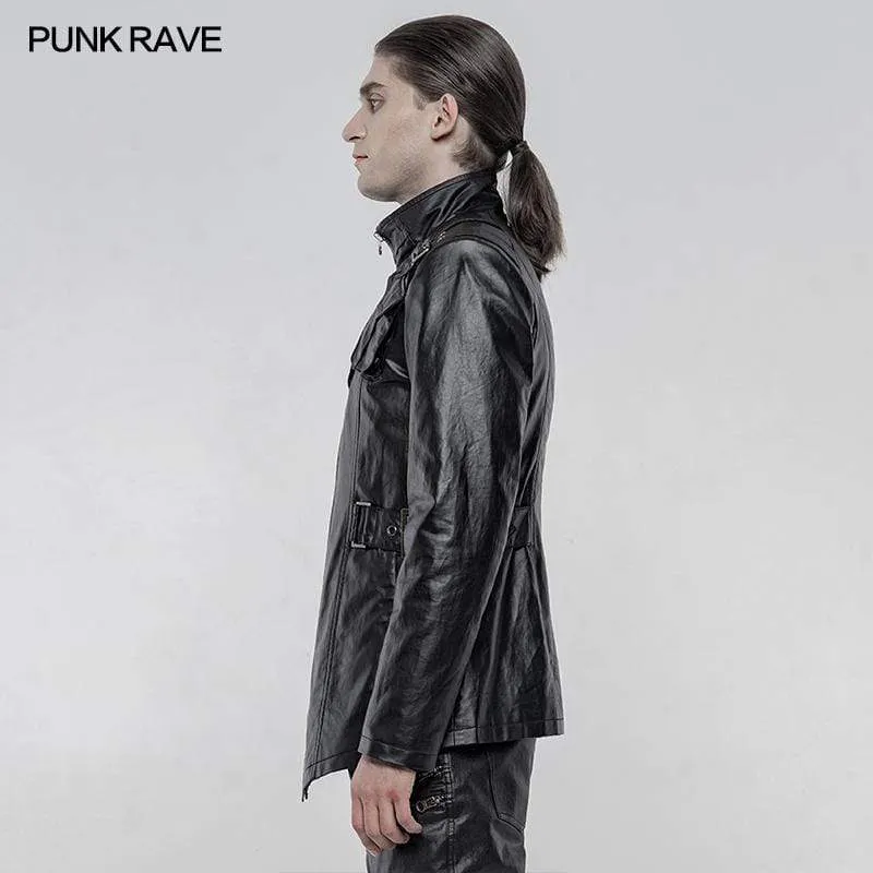 Men's Punk Faux Leather Long Coats