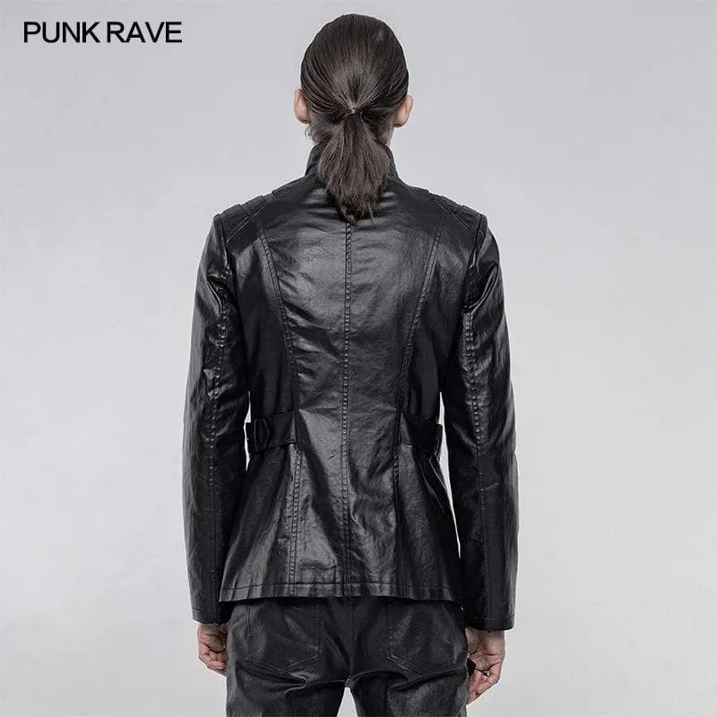 Men's Punk Faux Leather Long Coats