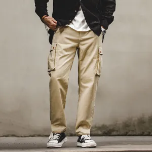 Men's Retro Cargo Pocket Straight Legged Trousers