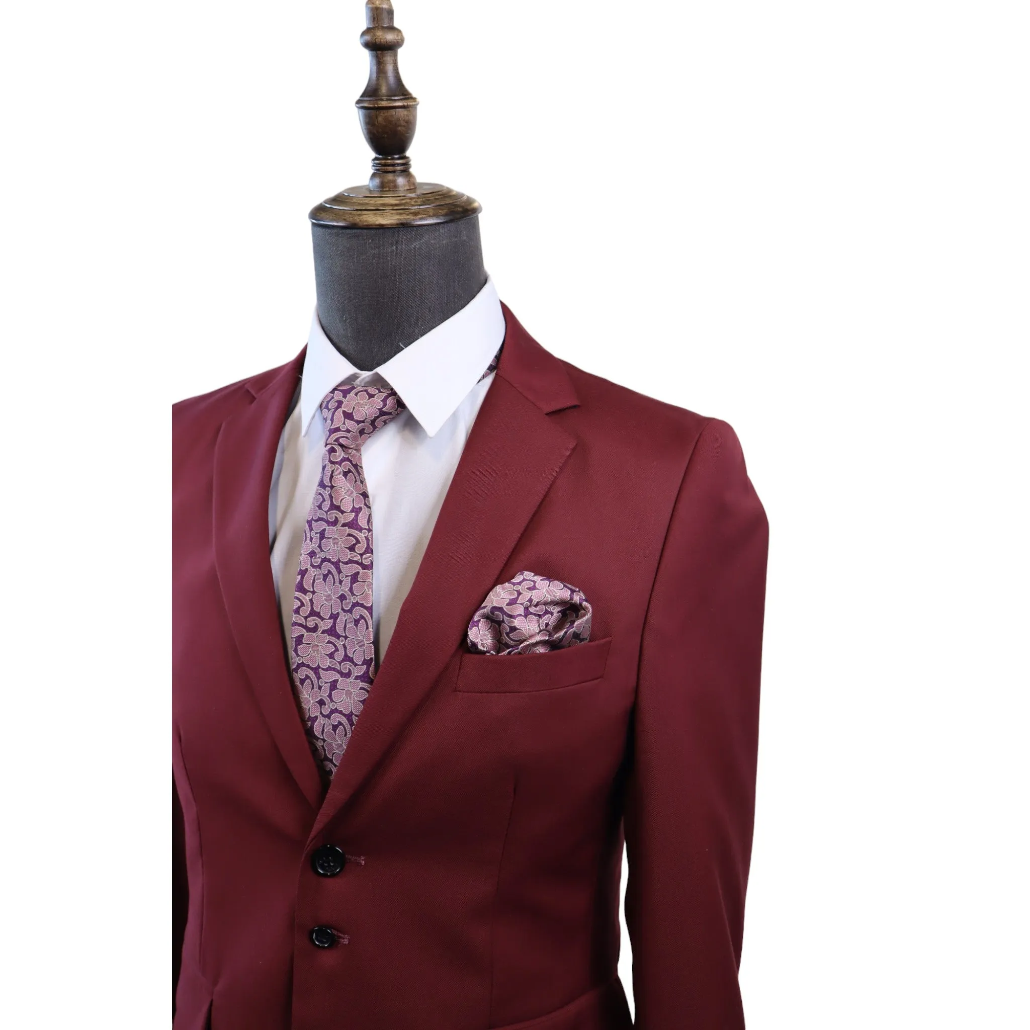 Men's Tailored Burgundy 2PC Suit