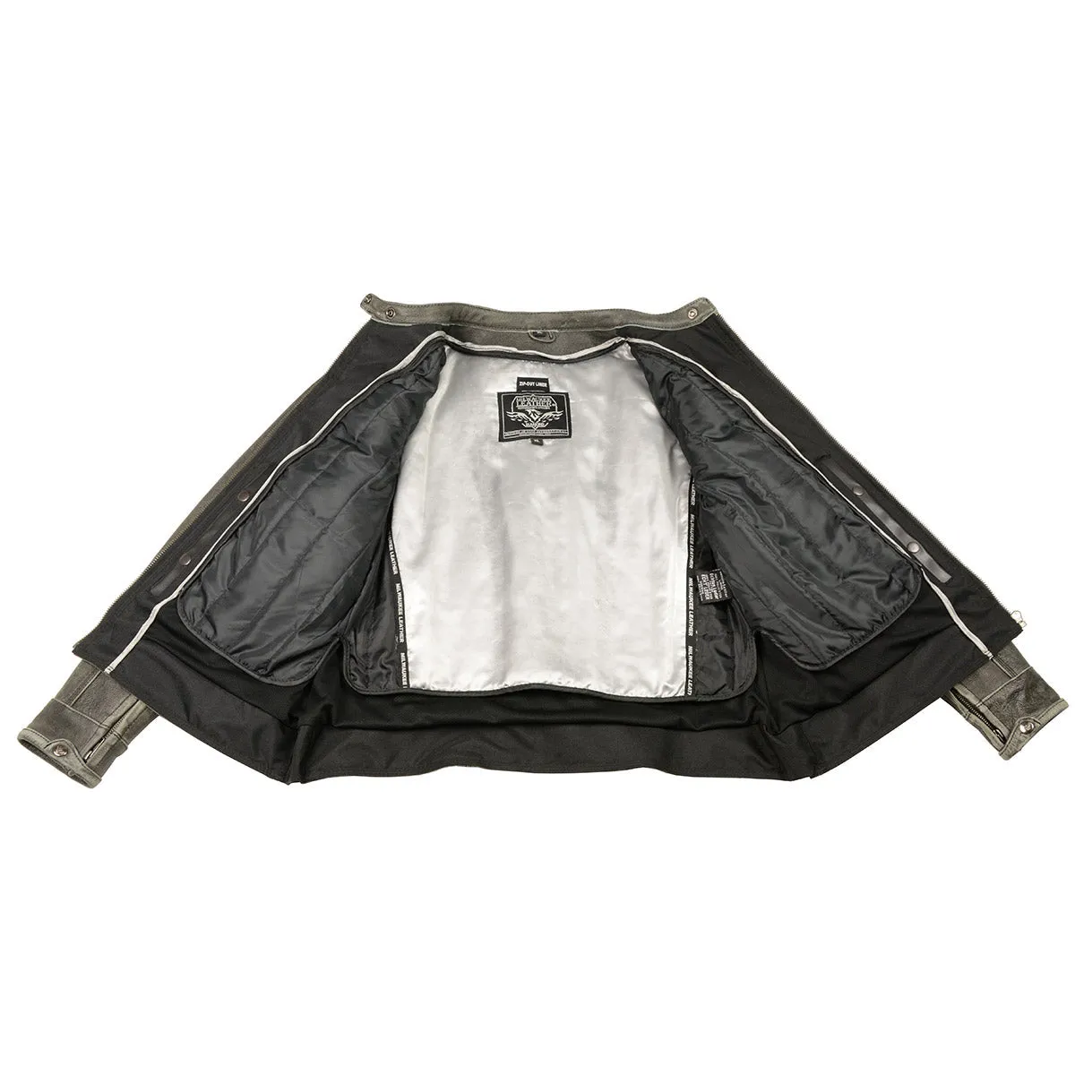 Milwaukee Leather MLL2550 Women's Scooter Distressed Grey Leather Motorcycle Riding Vented Jacket