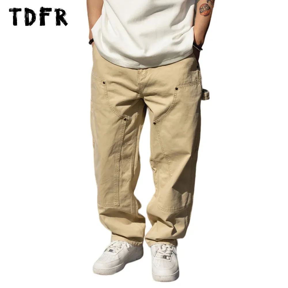 Multi-Pocket Cargo Pants - Washed Distressed Retro Loose Straight-leg