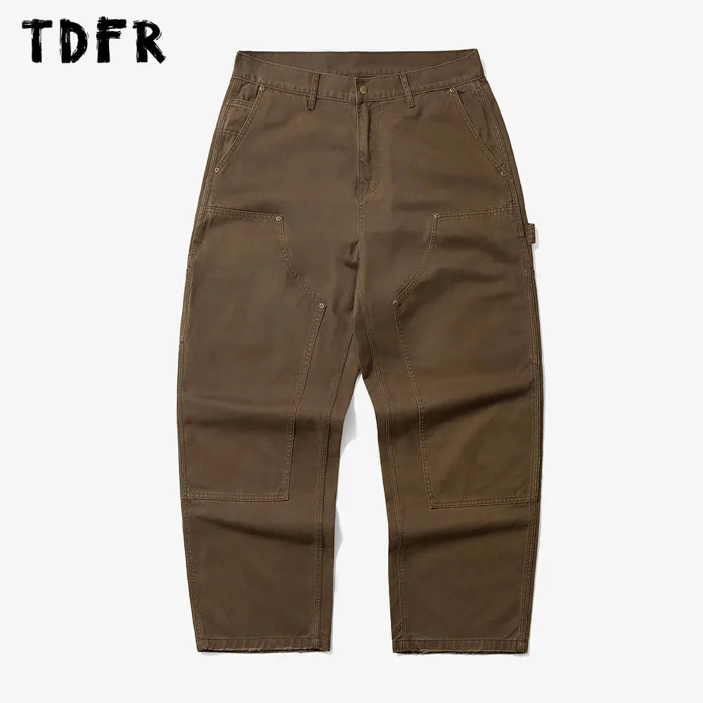 Multi-Pocket Cargo Pants - Washed Distressed Retro Loose Straight-leg