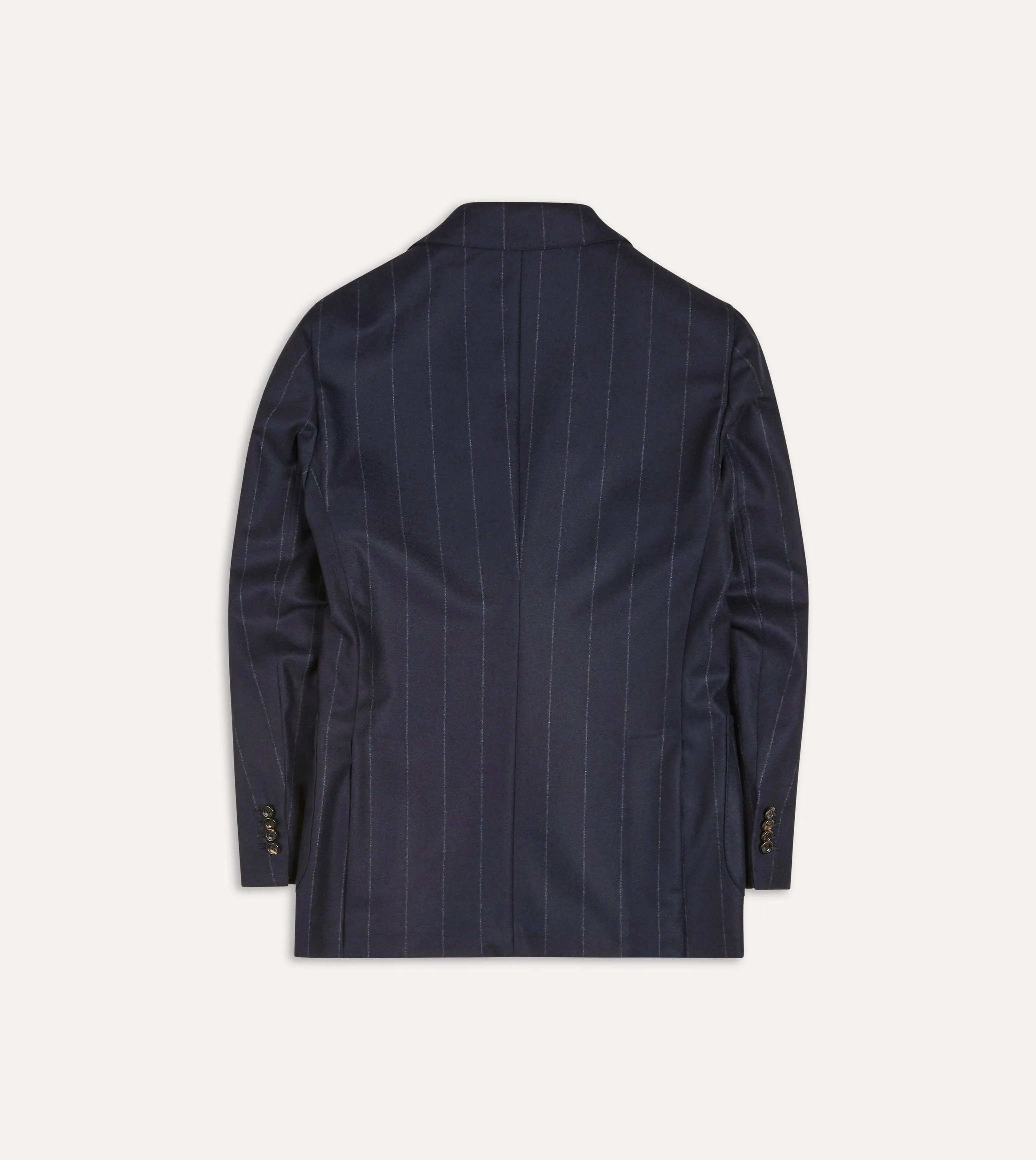 Navy Chalkstripe Wool Flannel Tailored Jacket