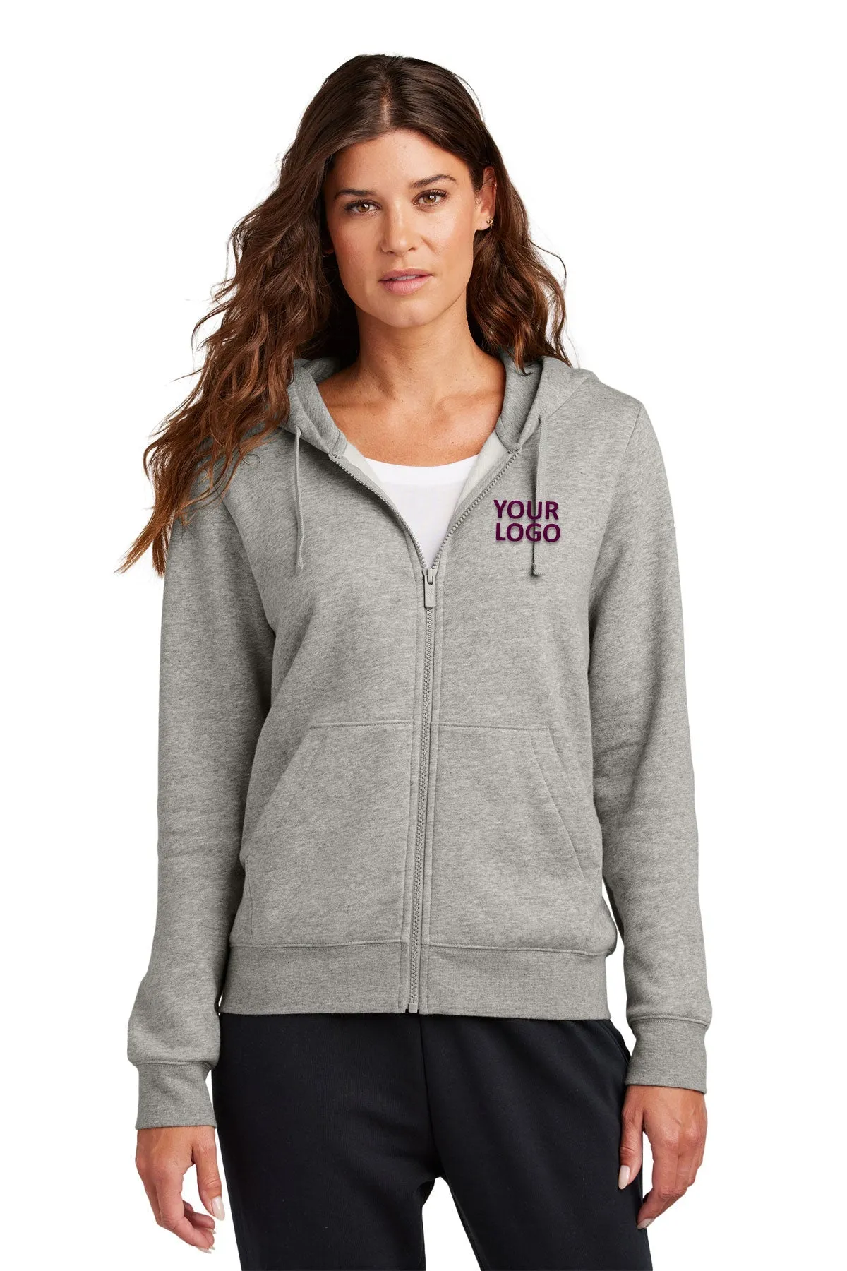 Nike Ladies Club Fleece Full-Zip Custom Hoodies, Dark Grey Heather