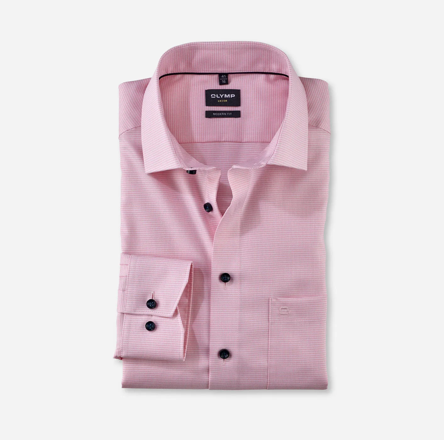 OLYMP -  Modern Fit, Soft Pink Houndstooth